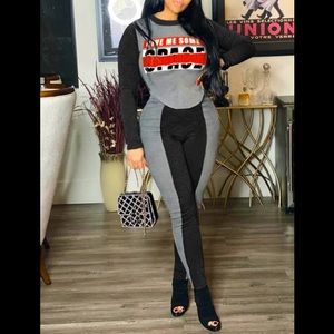 GIVE ME SOME SPACE Asymmetry Crop T-Shirt & Leggings Outfit